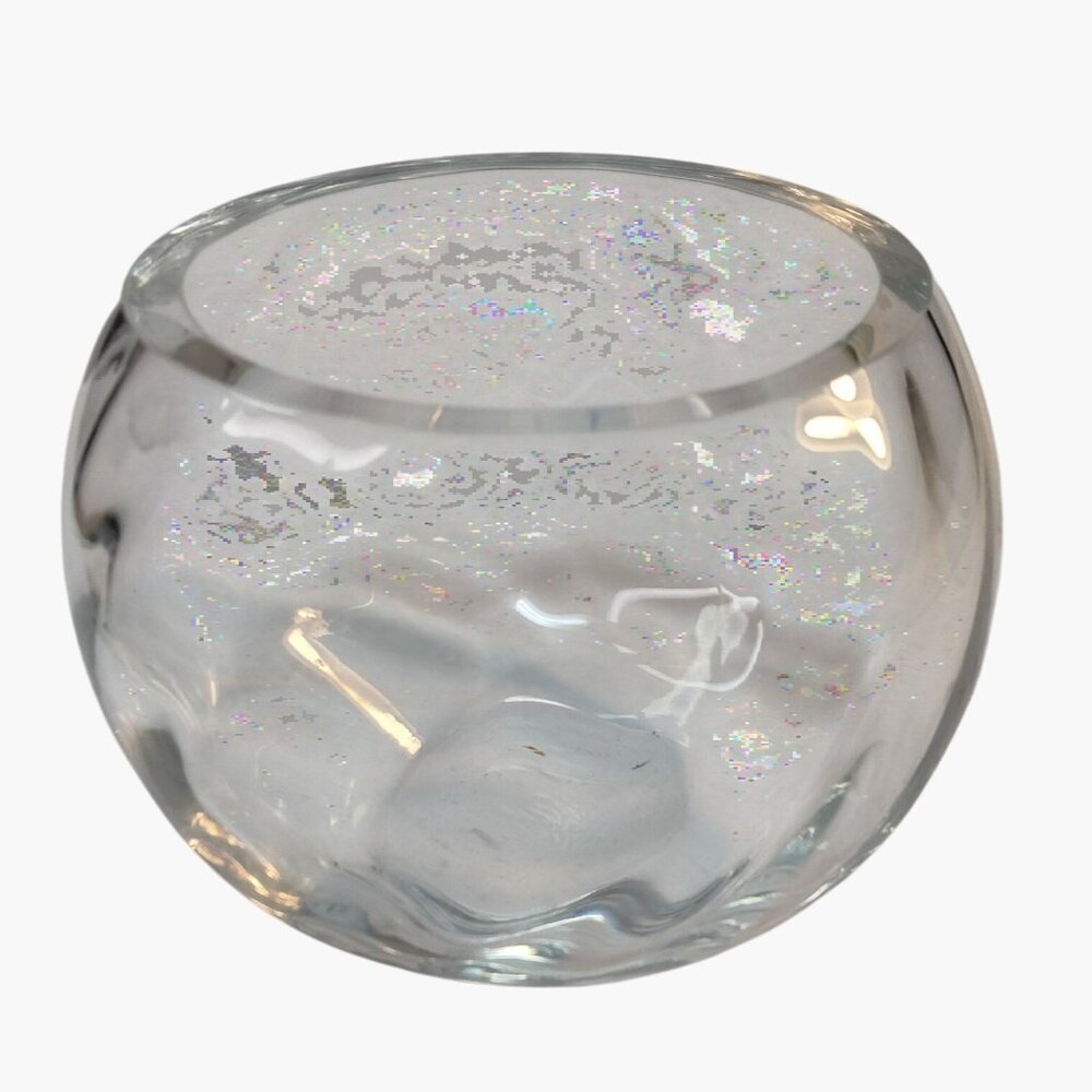 Clear Glass Bowl Vase Candle Holder Decorative Thumbprint Orb Globe Sphere 3 in